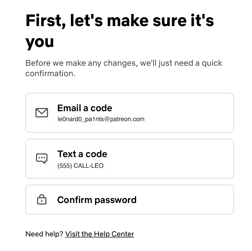 Netflix Authentication Options Screen