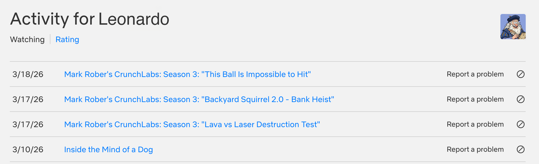 Viewing Activity Page